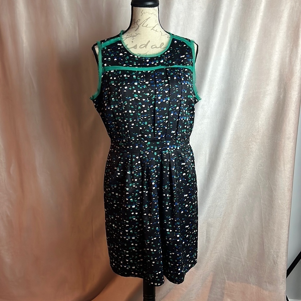 I Heart Ronson size 12 Dress Blue Green White Specks Dress Keyholes in the back